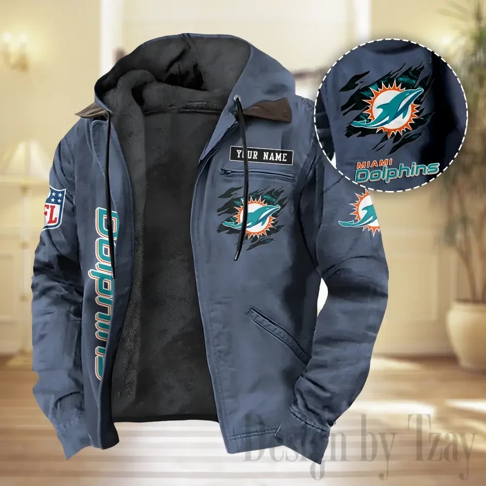 Miami Dolphins Men Classic Badge Fleece-Lined Jacket PBARK81