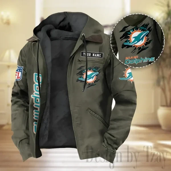 Miami Dolphins Men Classic Badge Fleece-Lined Jacket PBARK81