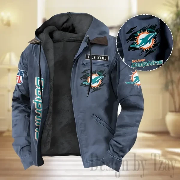 Miami Dolphins Men Classic Badge Fleece-Lined Jacket PBARK81