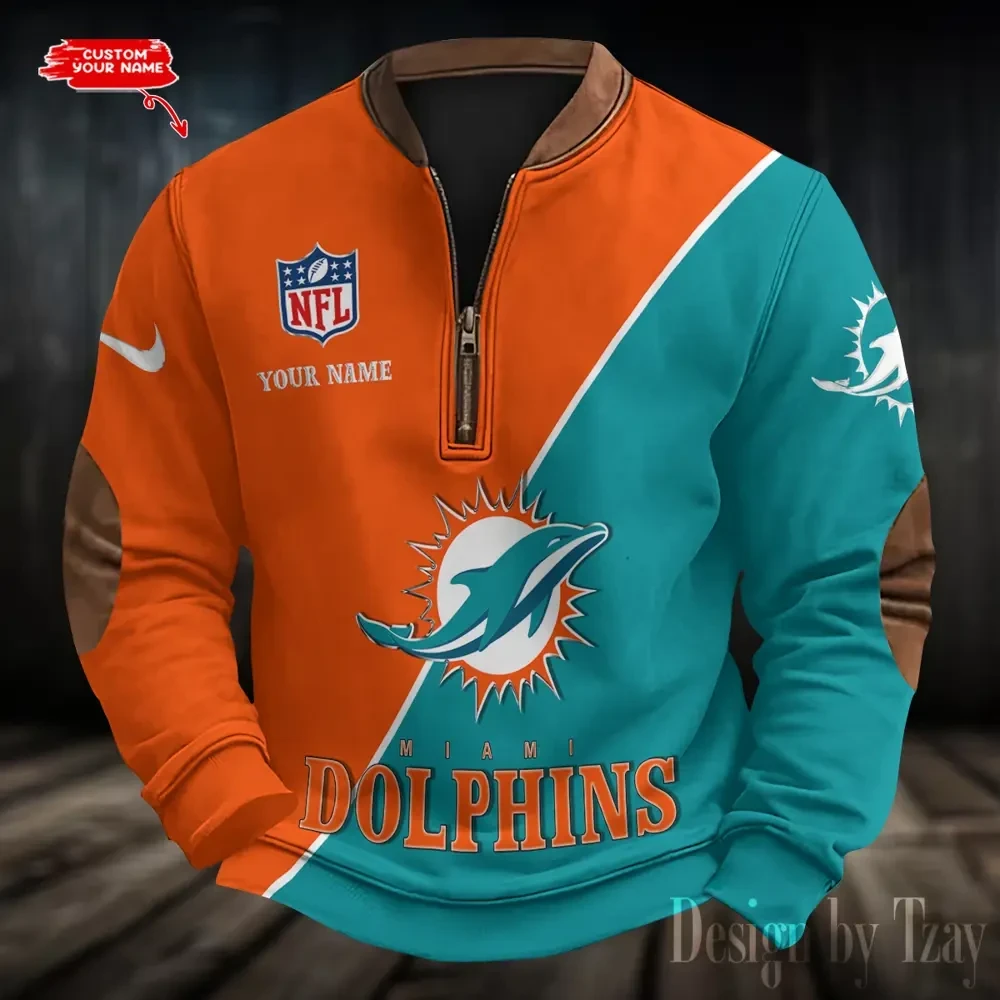 S9MPZNS148-Miami Dolphins Print Vintage Sweatshirt