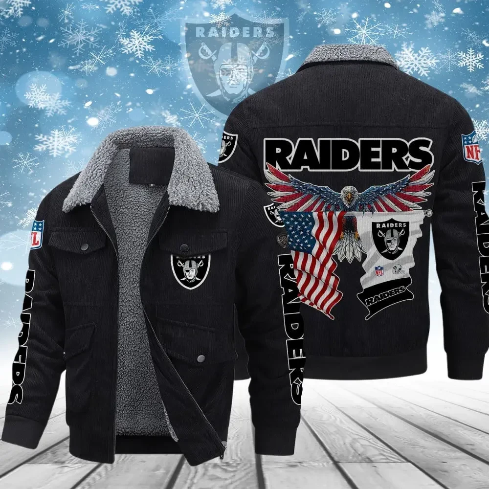Las Vegas Raiders VITCJ097 Men’s Thickened Corduroy Jacket ( SIZE M - 8 XL )