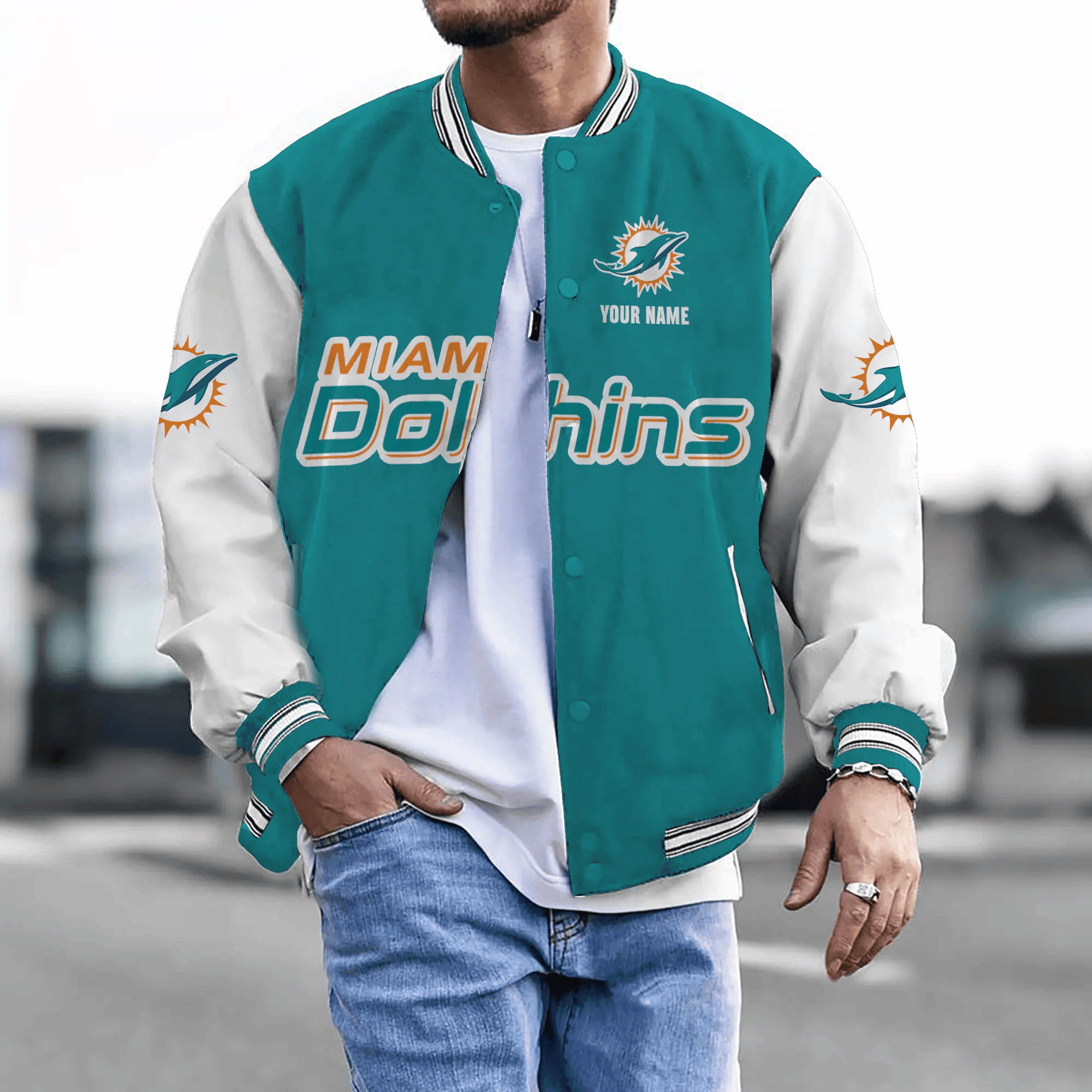 Miami Dolphins Personalized New Baseball Jacket Gifts For Fan SPTBBJACKET020