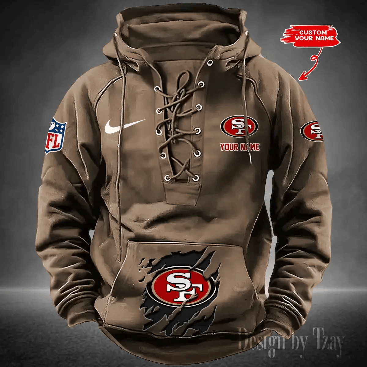 San Francisco 49ers Men's Hooded Lace-up Hoodie PBR85S5