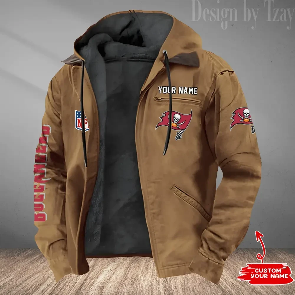 Tampa Bay Buccaneers Men's Casual Padded Jacket Hooded Trending 2025 PB5AZYD