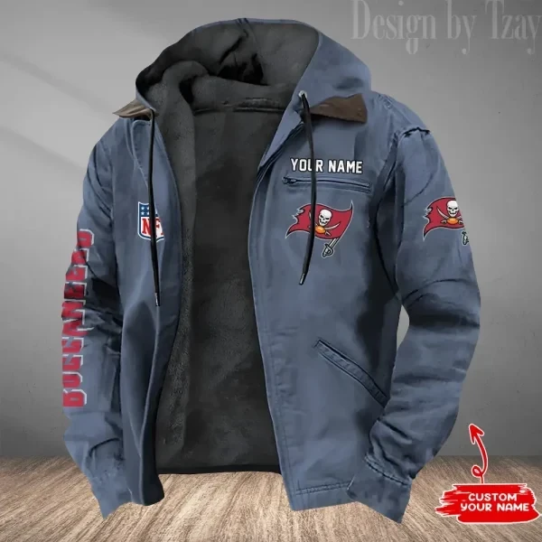 Tampa Bay Buccaneers Men's Casual Padded Jacket Hooded Trending 2025 PB5AZYD