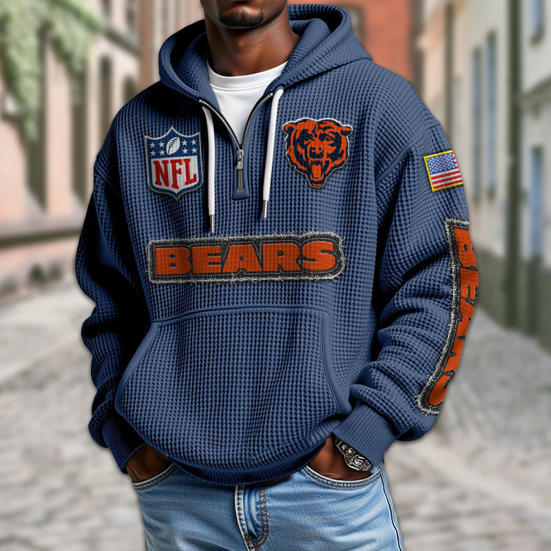Chicago Bears DMKT0006 Waffle Half Zip Hoodie