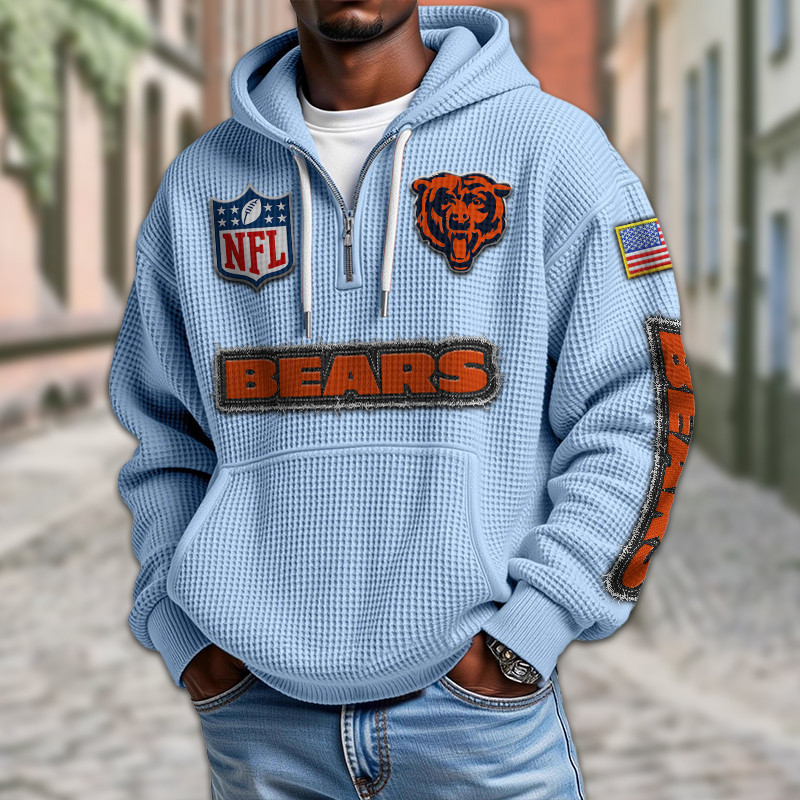 Chicago Bears Waffle Half Zip Hoodie PB7VKL3