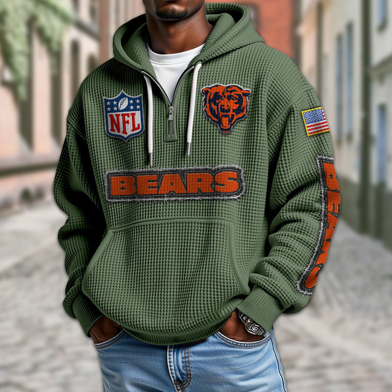 Chicago Bears Waffle Half Zip Hoodie PB7VKL3