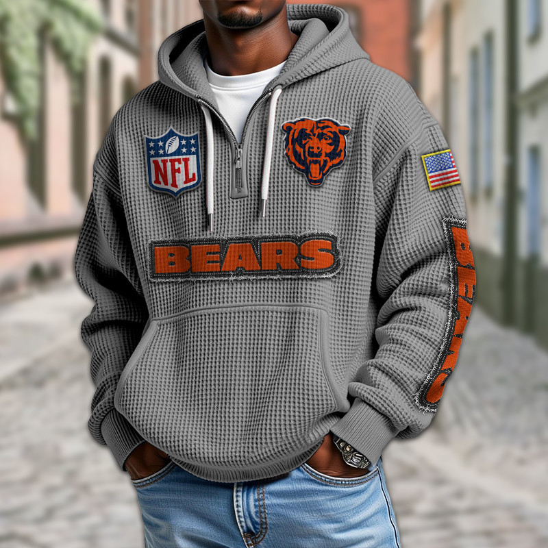 Chicago Bears Waffle Half Zip Hoodie PB7VKL3