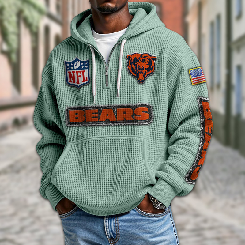 Chicago Bears Waffle Half Zip Hoodie PB7VKL3