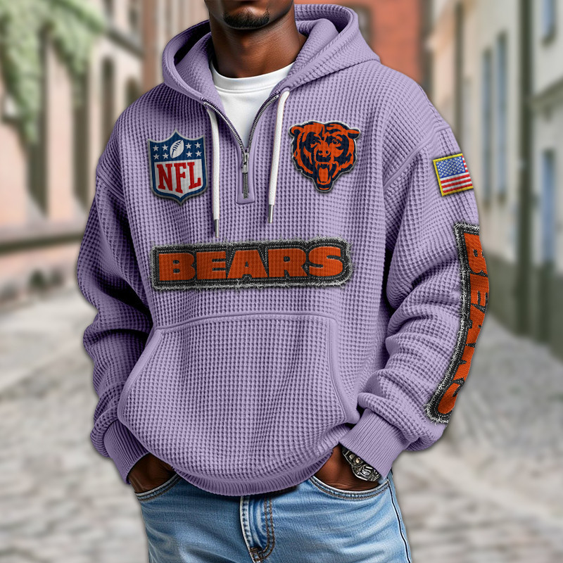 Chicago Bears Waffle Half Zip Hoodie PB7VKL3