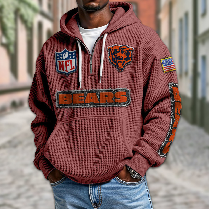 Chicago Bears Waffle Half Zip Hoodie PB7VKL3