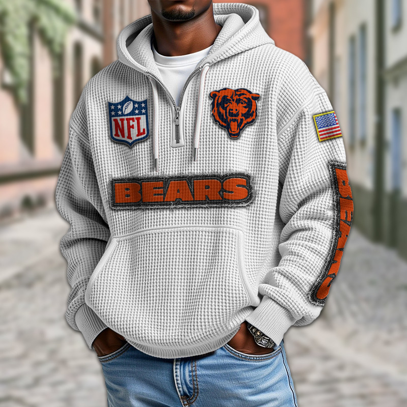 Chicago Bears Waffle Half Zip Hoodie PB7VKL3