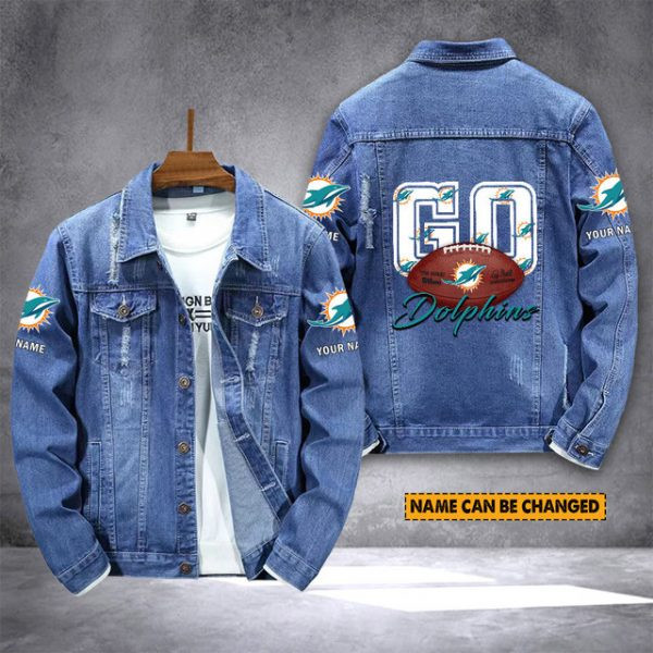Miami Dolphins Personalized New Denim Jacket PBSJ4DD