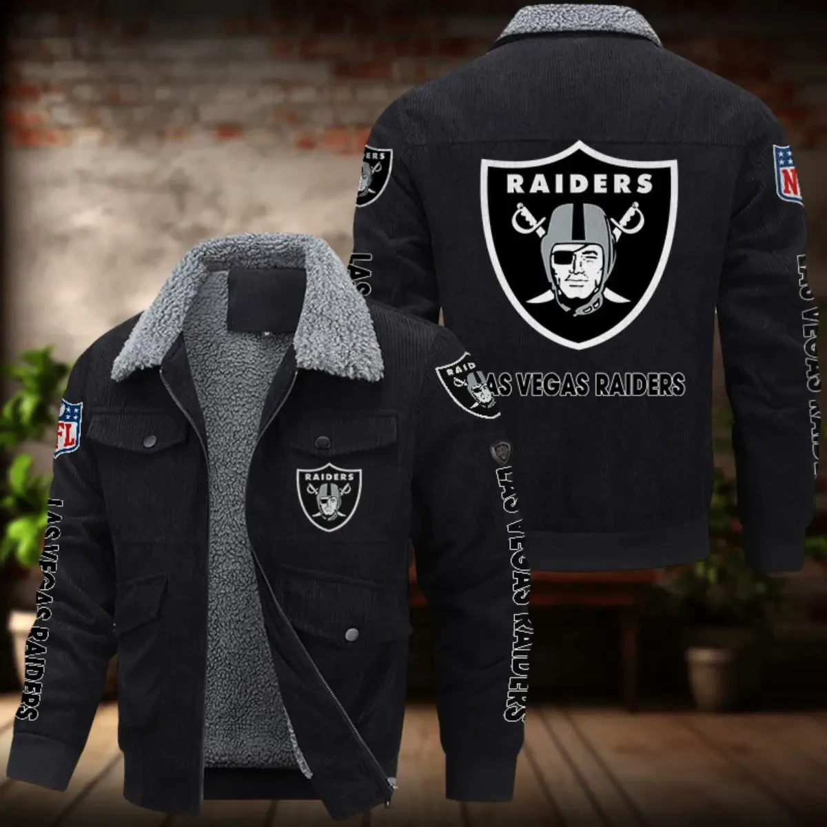 Las Vegas Raiders Men's Thickened Corduroy Jacket ANZANZTCJ017 ( SIZE M - 8 XL )