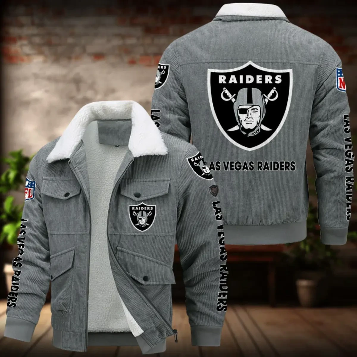 Las Vegas Raiders Men's Thickened Corduroy Jacket ( SIZE M - 8 XL ) PBV7W1H