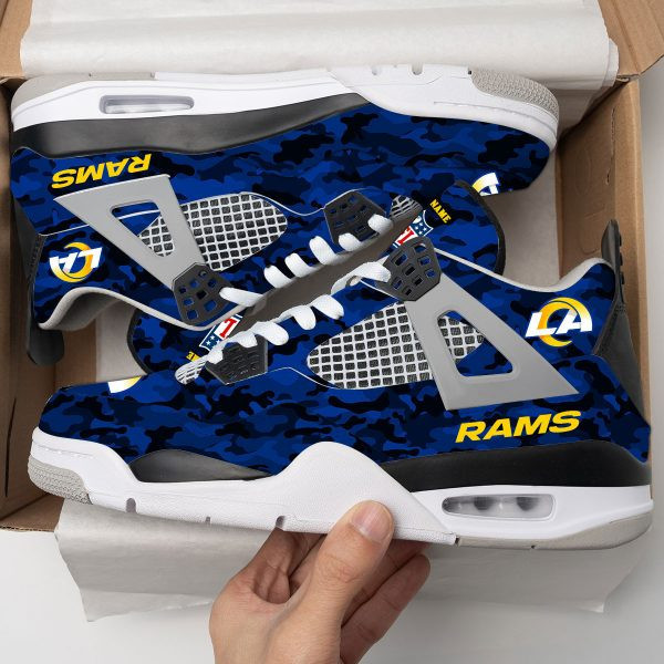Los Angeles Rams Camo Personalized AJ4 Sneaker PBH71W2