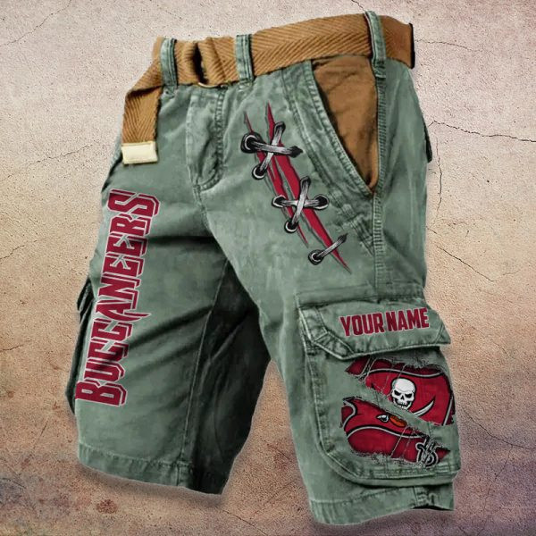Tampa Bay Buccaneers Pocket Print Cargo Shorts (Belt Not Included) PBAA0G4