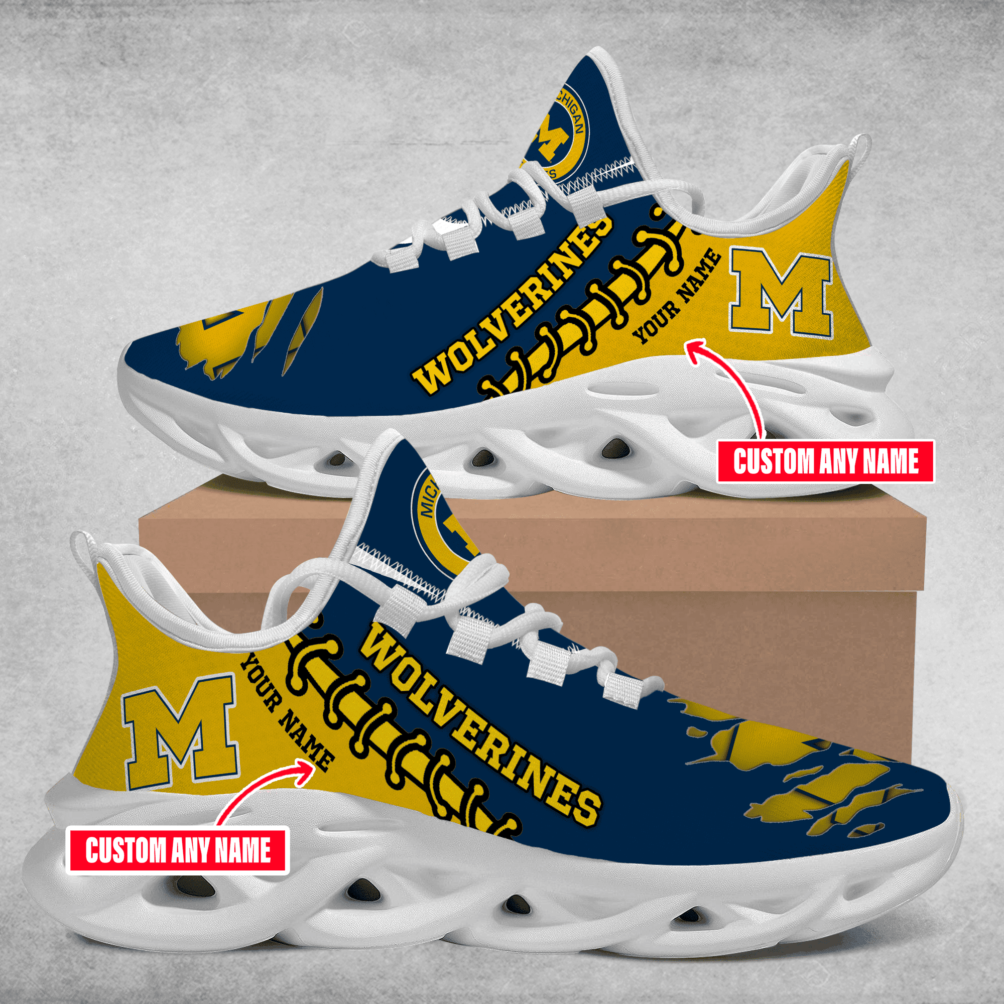 NCAAF Michigan Wolverines (Your Name) Max Soul Shoes Nicegift MSS-X2E3