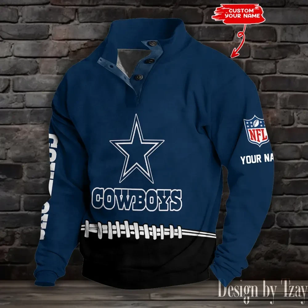 Dallas Cowboys Casual Long Sleeve Button Up Sweatshirt S9DBSCH2325