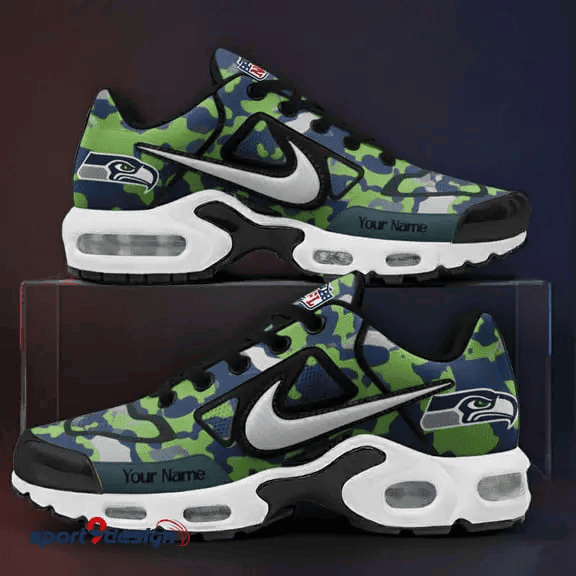 Seattle Seahawks Custom Camo Print Athletic T-N Sneakers SPTTNSHOES095