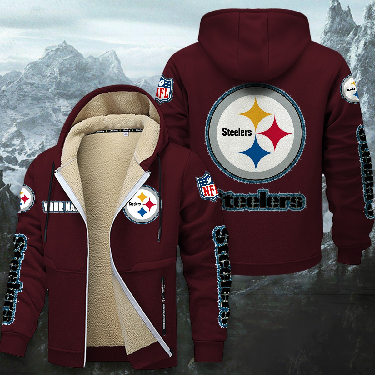 Pittsburgh Steelers Sherpa-Lined Zip Hoodie PBXVWQ4