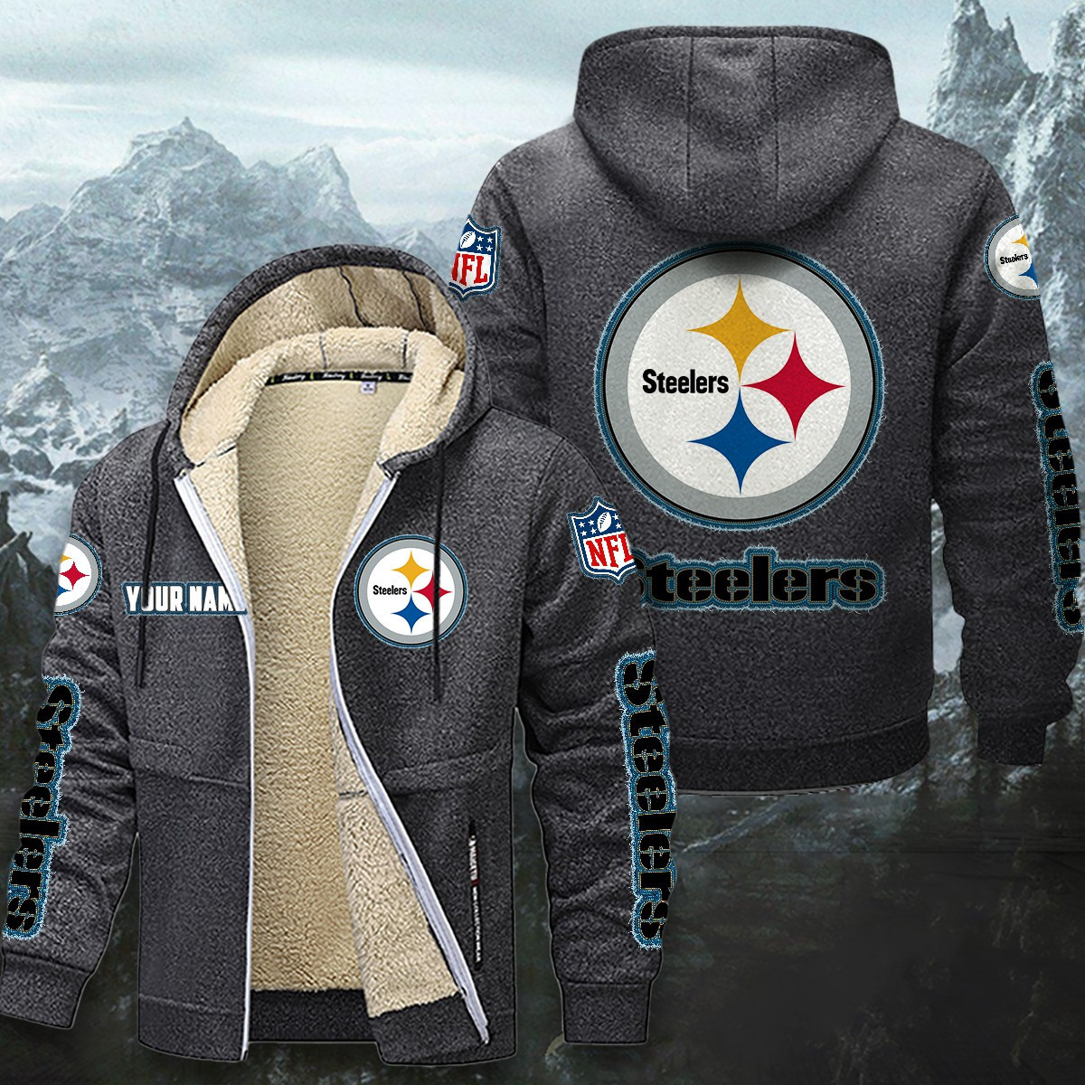 Pittsburgh Steelers Sherpa-Lined Zip Hoodie PBXVWQ4