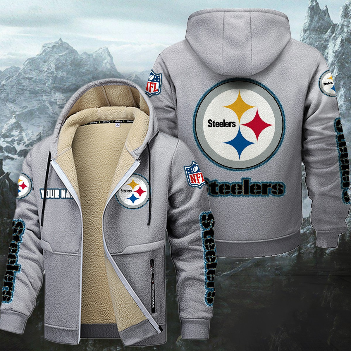 Pittsburgh Steelers Sherpa-Lined Zip Hoodie PBXVWQ4