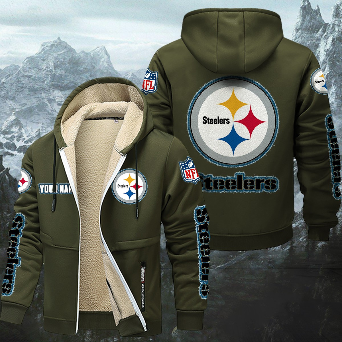 Pittsburgh Steelers Sherpa-Lined Zip Hoodie PBXVWQ4