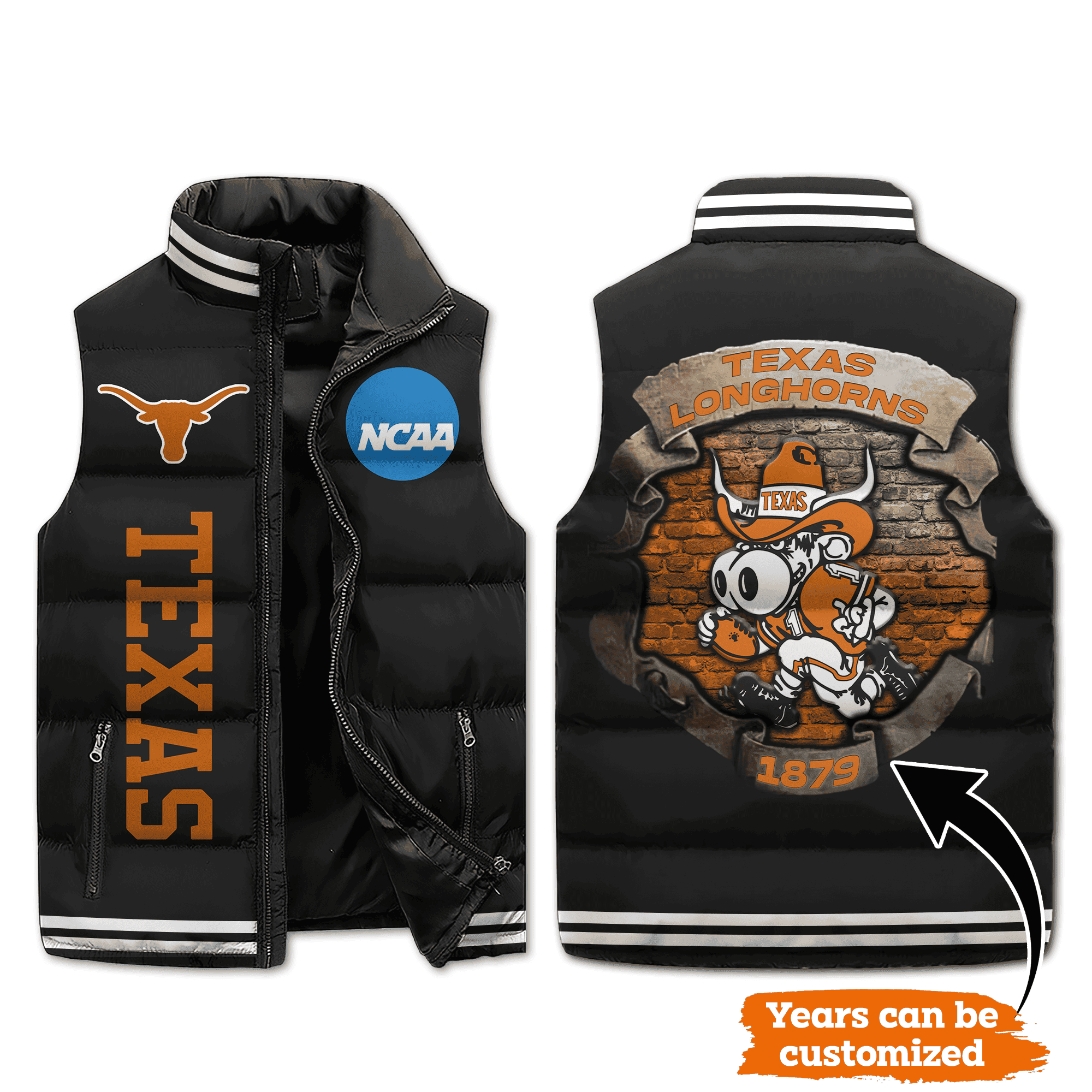 Texas Longhorns NCAA Sleeveless Puffer Jacket G1X22D