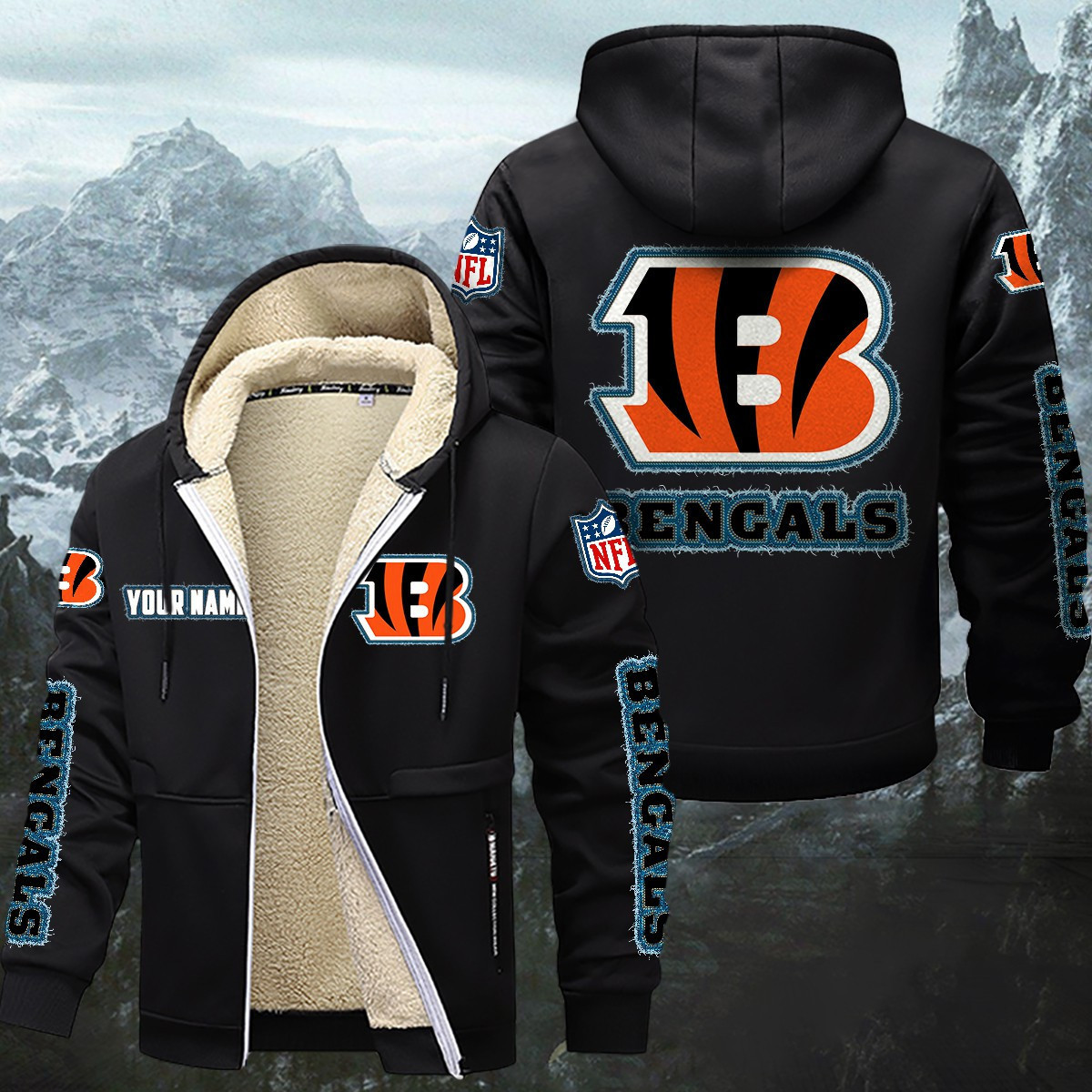 Cincinnati Bengals Sherpa-Lined Zip Hoodie WINHZVC12007