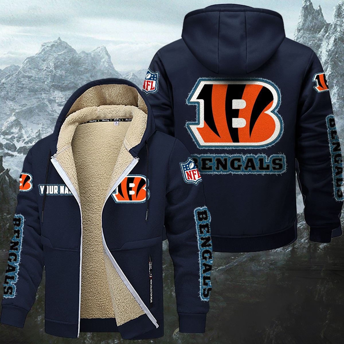 Cincinnati Bengals Sherpa-Lined Zip Hoodie PBZ1MNR