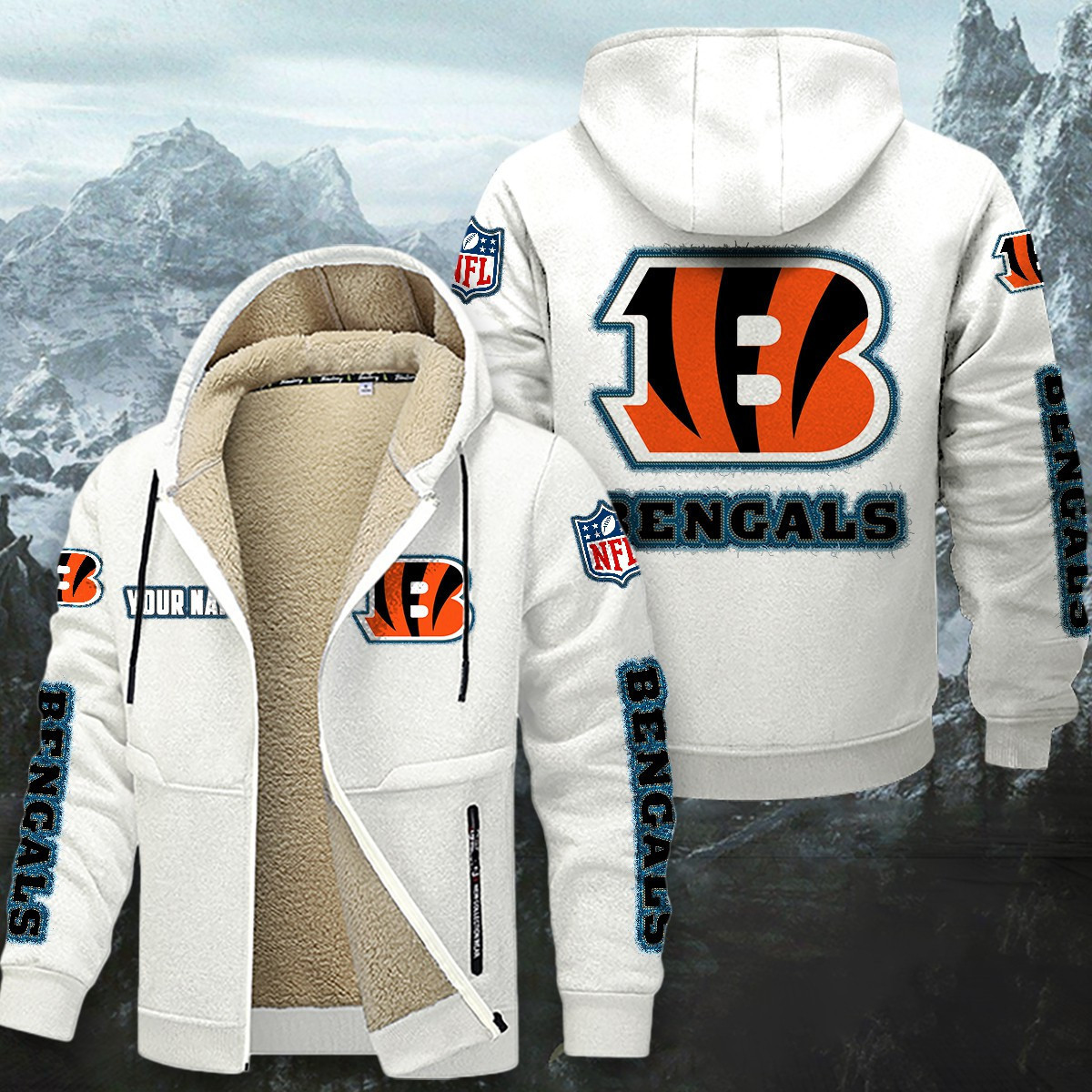 Cincinnati Bengals Sherpa-Lined Zip Hoodie PBZ1MNR