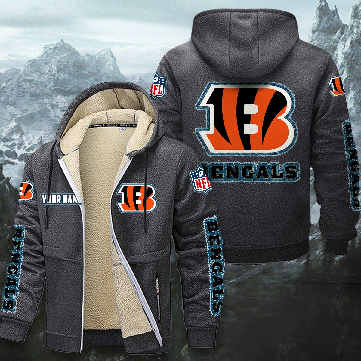 Cincinnati Bengals Sherpa-Lined Zip Hoodie PBZ1MNR
