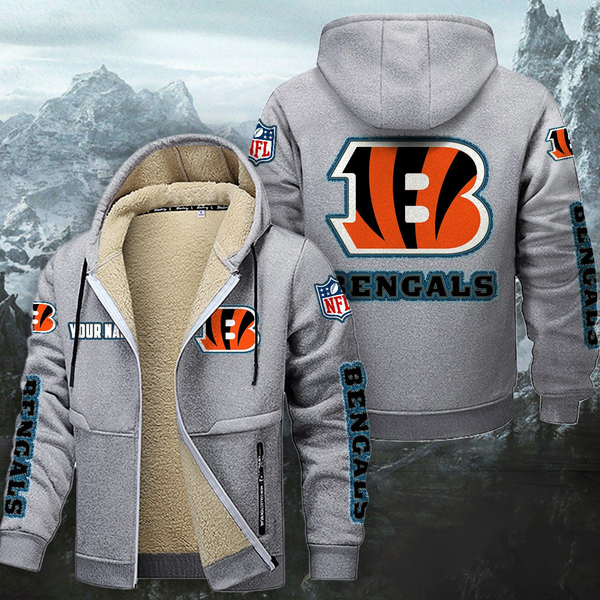 Cincinnati Bengals Sherpa-Lined Zip Hoodie PBZ1MNR