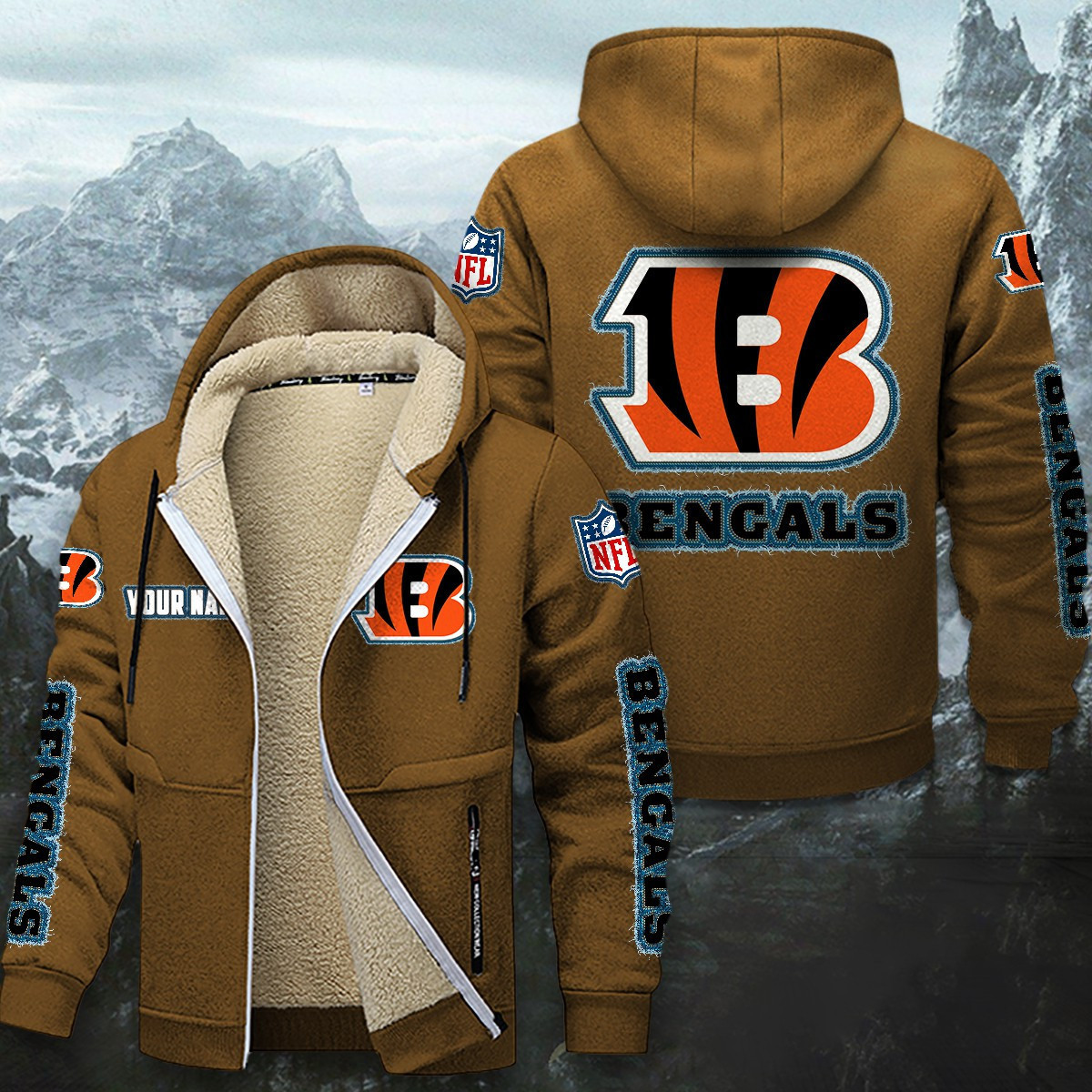 Cincinnati Bengals Sherpa-Lined Zip Hoodie PBZ1MNR