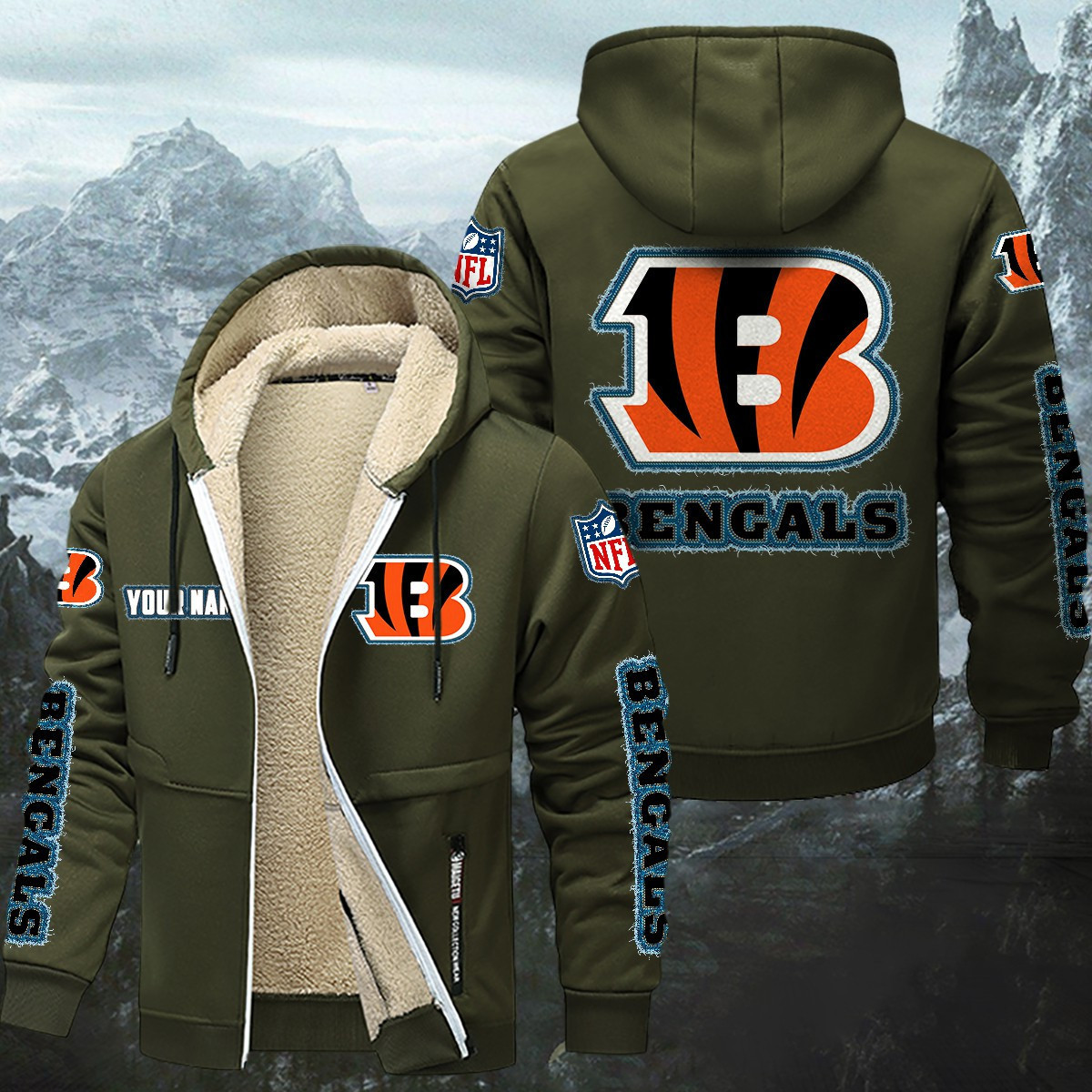 Cincinnati Bengals Sherpa-Lined Zip Hoodie PBZ1MNR