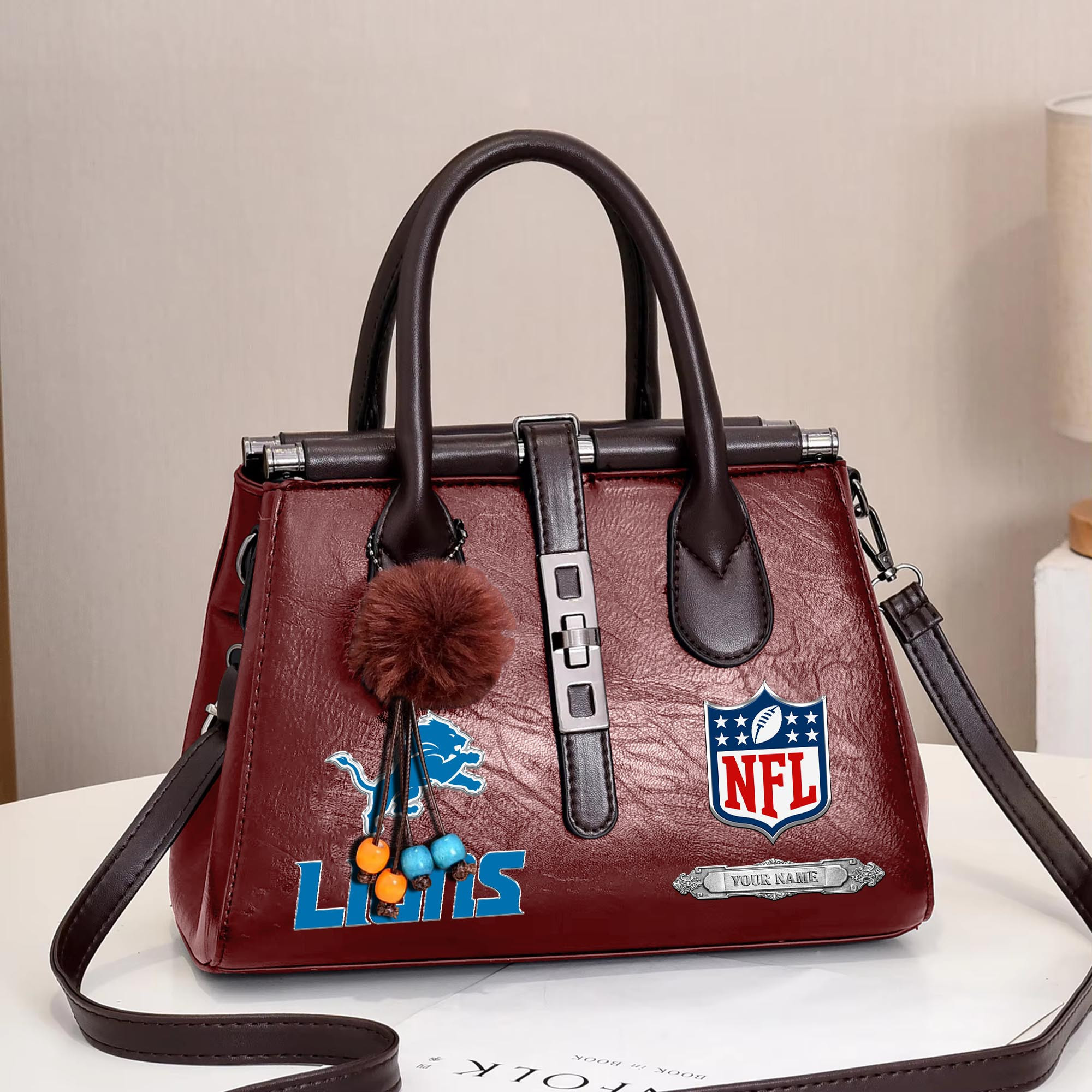 Detroit Lions Deluxe Handbag For Women Custom Your Name 2025 Versions PBOM8TG