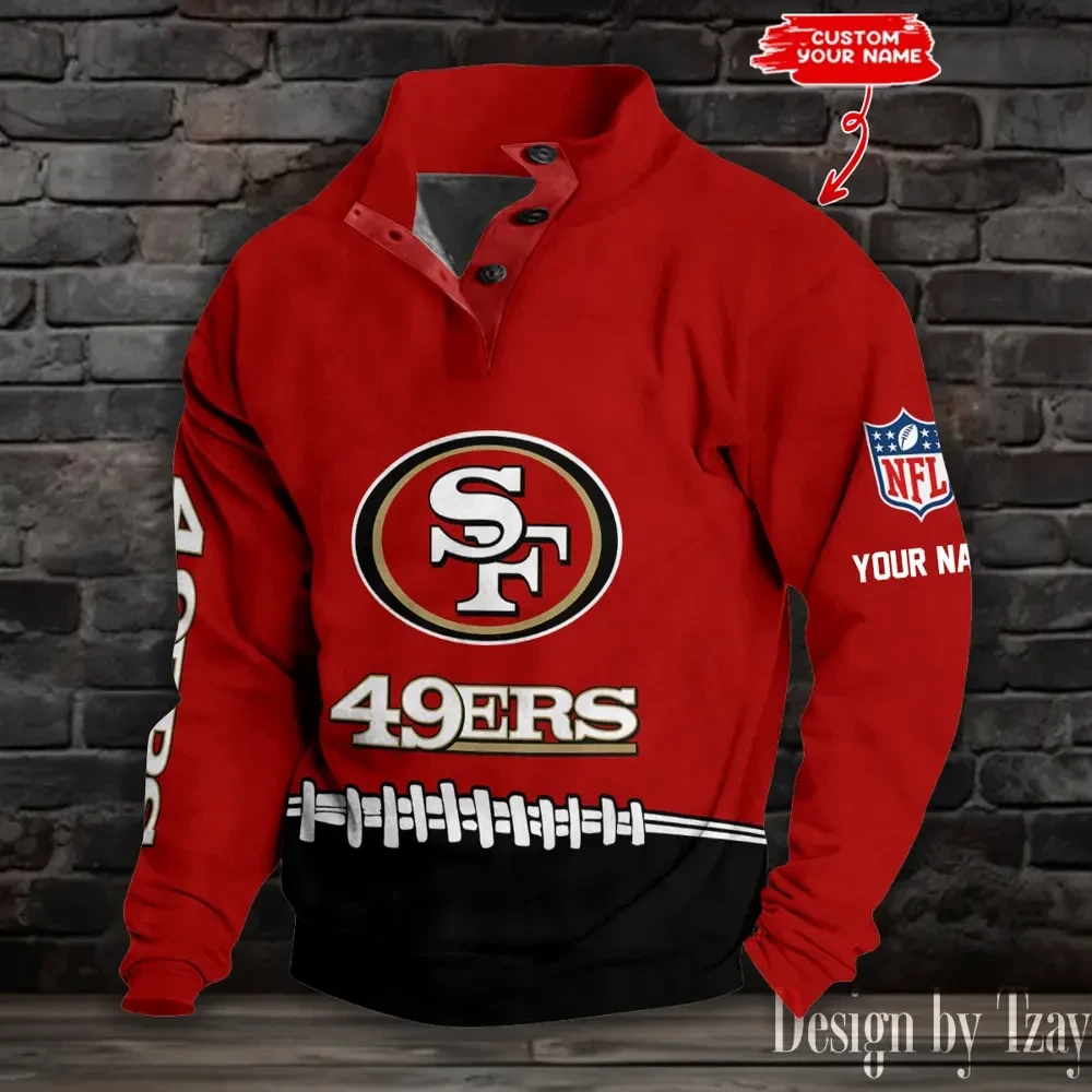 San Francisco 49ers Casual Long Sleeve Button Up Sweatshirt S9DBSCH2344