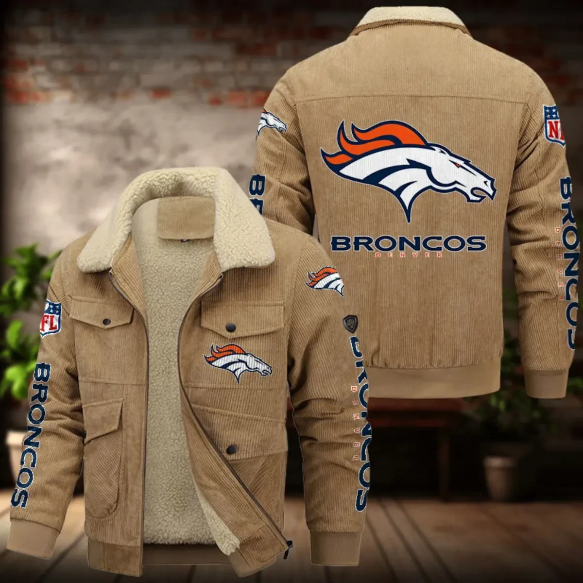 Denver Broncos Men's Thickened Corduroy Jacket ANZANZTCJ010 ( SIZE M - 8 XL )