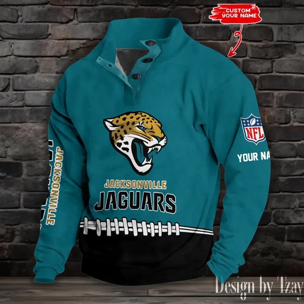 Jacksonville Jaguars Casual Long Sleeve Button Up Sweatshirt S9DBSCH2331