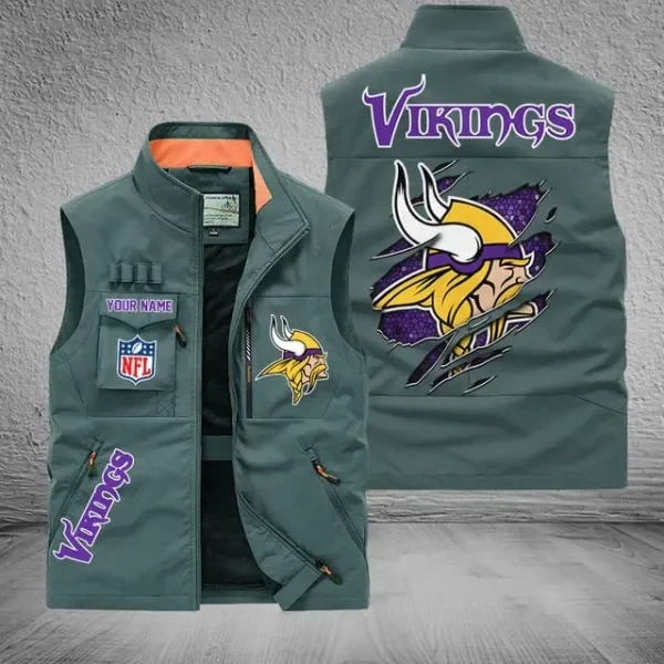 Minnesota Vikings Sleeveless Jacket Multicolor PB3YRVX