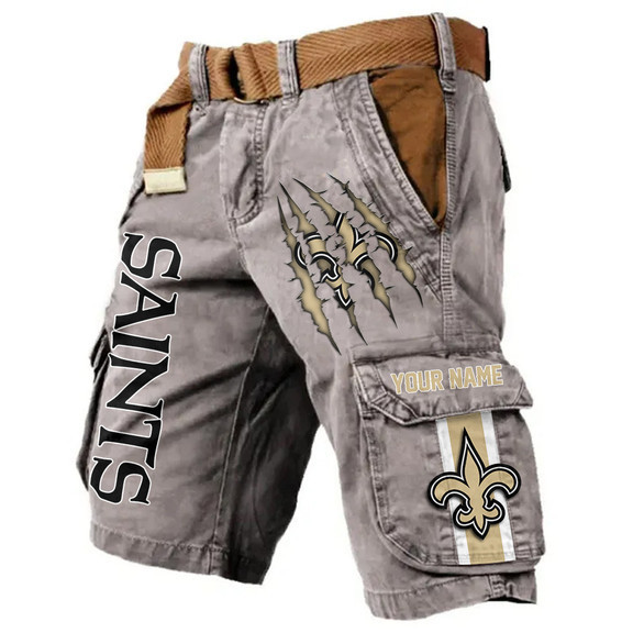 New Orleans Saints Pocket Print Cargo Shorts (Belt Not Included) S9MCS229