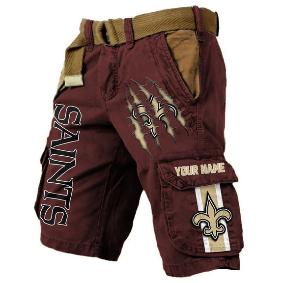 New Orleans Saints Pocket Print Cargo Shorts (Belt Not Included) PBERG9I