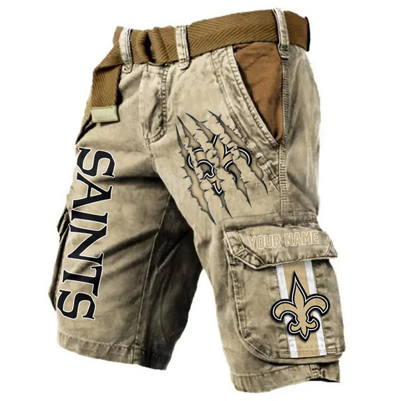 New Orleans Saints Pocket Print Cargo Shorts (Belt Not Included) PBERG9I