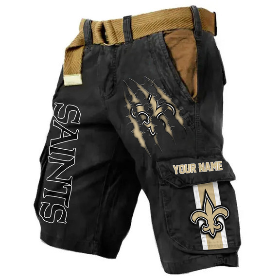 New Orleans Saints Pocket Print Cargo Shorts (Belt Not Included) PBERG9I