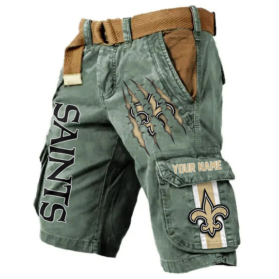 New Orleans Saints Pocket Print Cargo Shorts (Belt Not Included) PBERG9I
