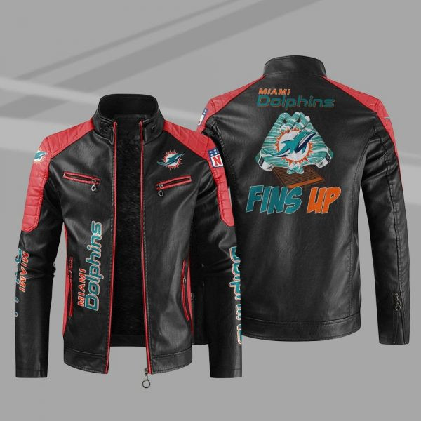 Miami Dolphins Stand Collar Leather Jacket PB69GWI