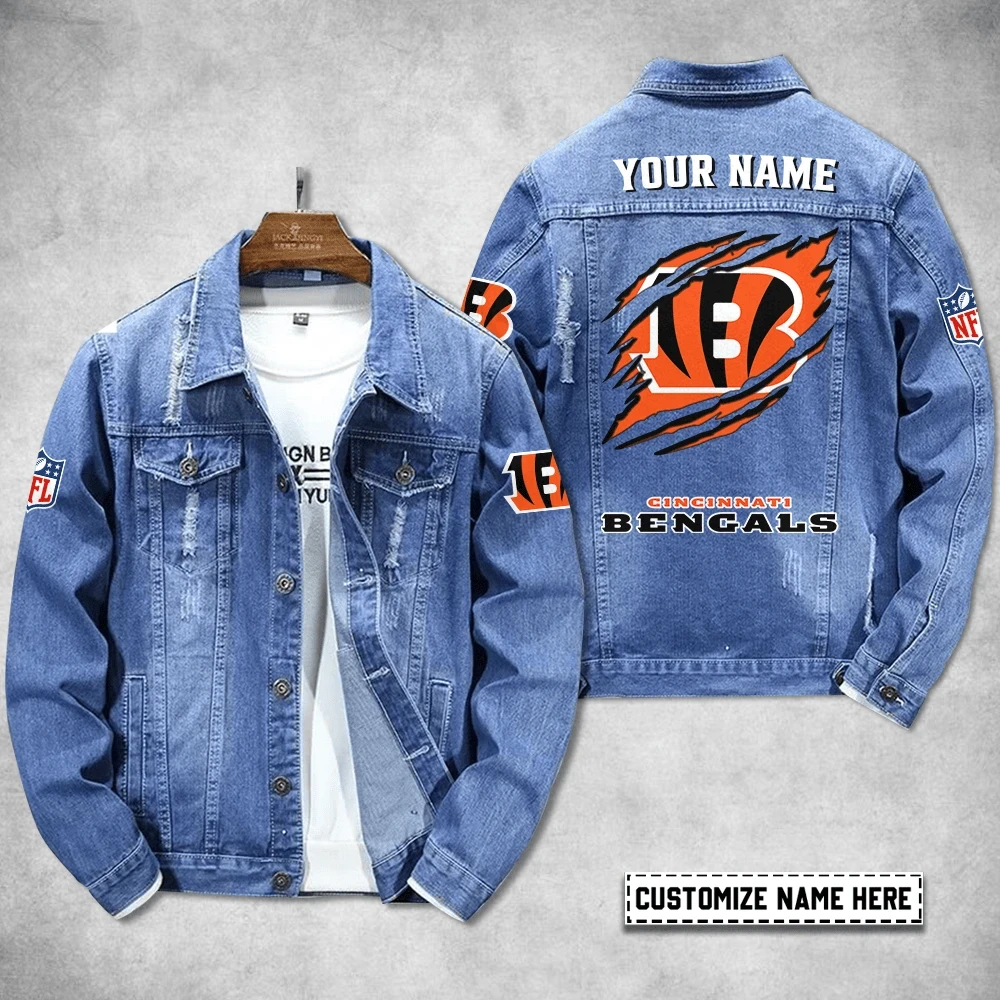 Cincinnati Bengals Personalized New Denim Jacket S9DJ072