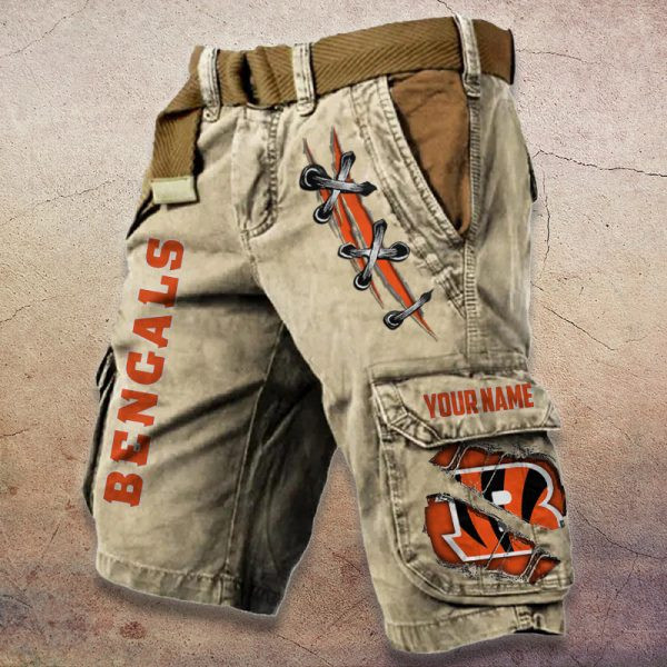 Cincinnati Bengals Pocket Print Cargo Shorts (Belt Not Included) PB7SUOP